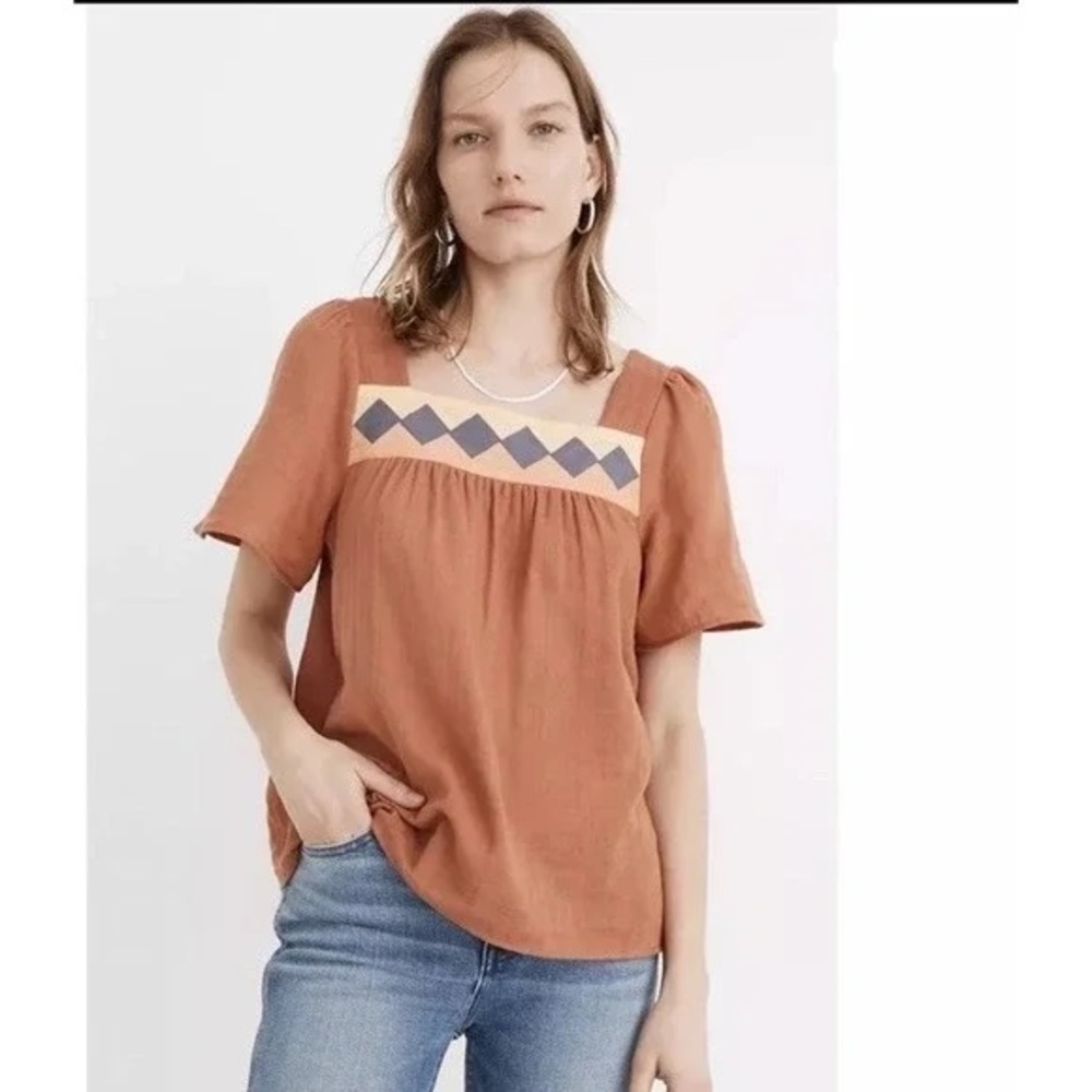 Madewell Patchwork Square-Neck Top